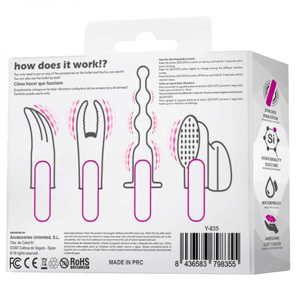 comprar 4Fun Bala Vibrador y 4 Fundas USB Impermeable Silicona en sex shop online