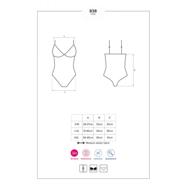 comprar 838-TED-1 Bodysuit Negro en sex shop www.tiendaeroticaweb.es