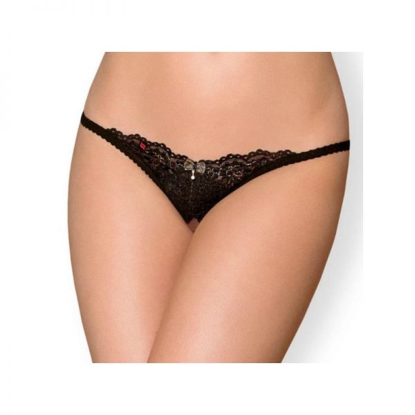 852-THC-1 Tanga Abierto Negro diseñado por la marca OBSESSIVE