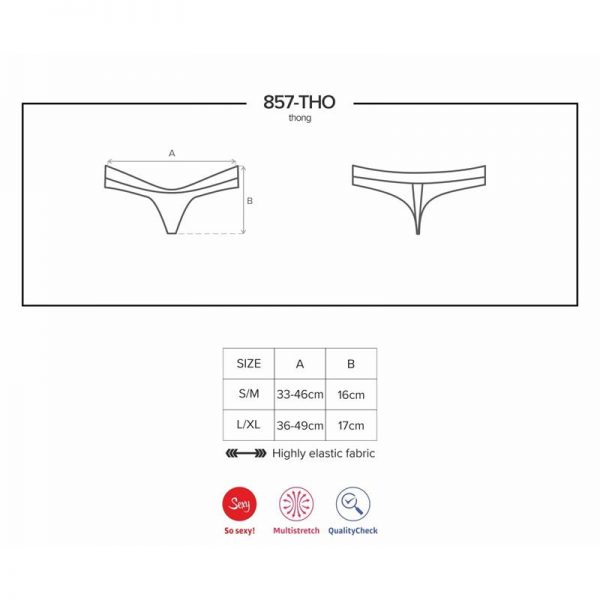 857-THO-1 Tanga Color Negro marca OBSESSIVE