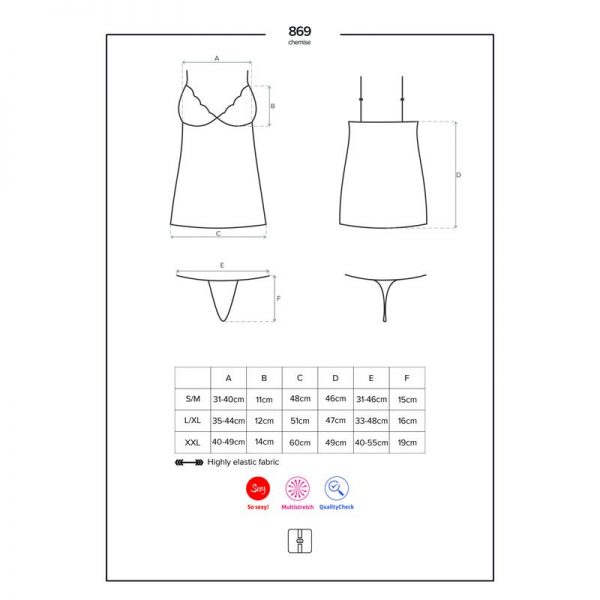 venta de 869-CHE-1 Chemise y Tanga Negro en tienda erótica online