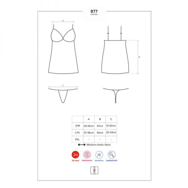 venta de 877-CHE-1 Chemise y Tanga Negro en tienda erótica online