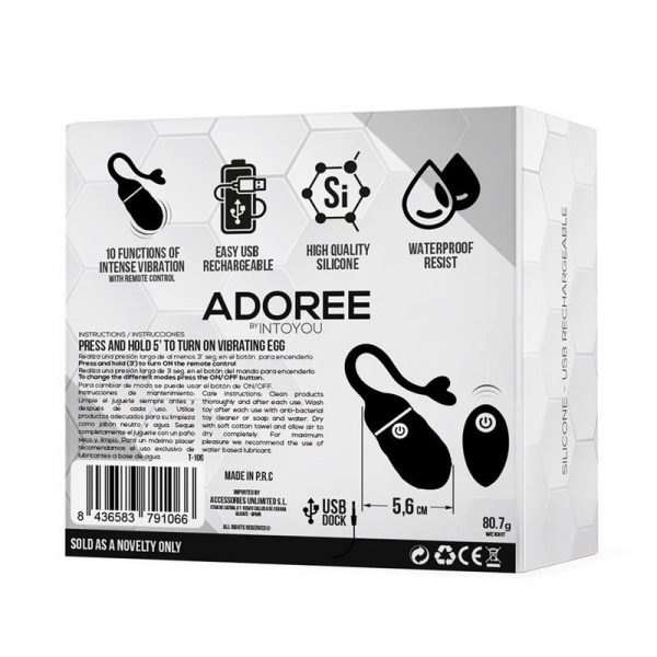 Adoree Huevo Vibrador USB Control Remoto USB Silicona diseñado por la marca TARDENOCHE