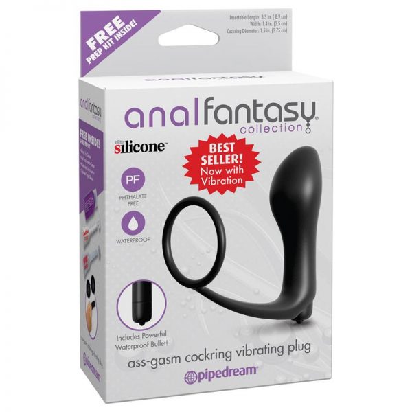 Anal Fantasy Collection Plug Vibrador con Anillo Pene - Color Negro de calidad