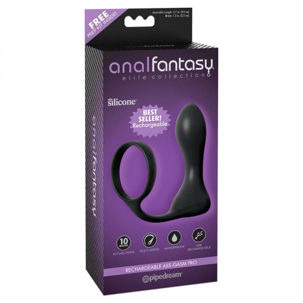 Anal Fantasy Elite Collection Anillo y Plug Anal Rechargeable Negro de calidad