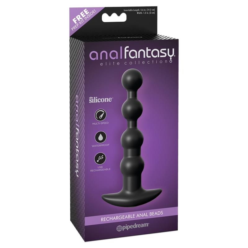 Anal Fantasy Elite Collection Rosario Anal Recargable Color Negro de calidad