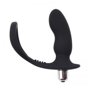 Anillo para el Pene con Plug Anal Negro diseñado por la marca CHISA