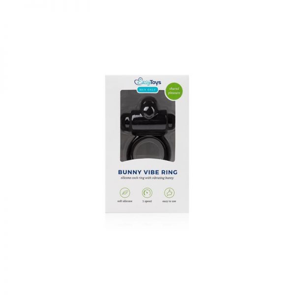 Anillo para Pene con Vibración Conejito Silicona - Negro barato