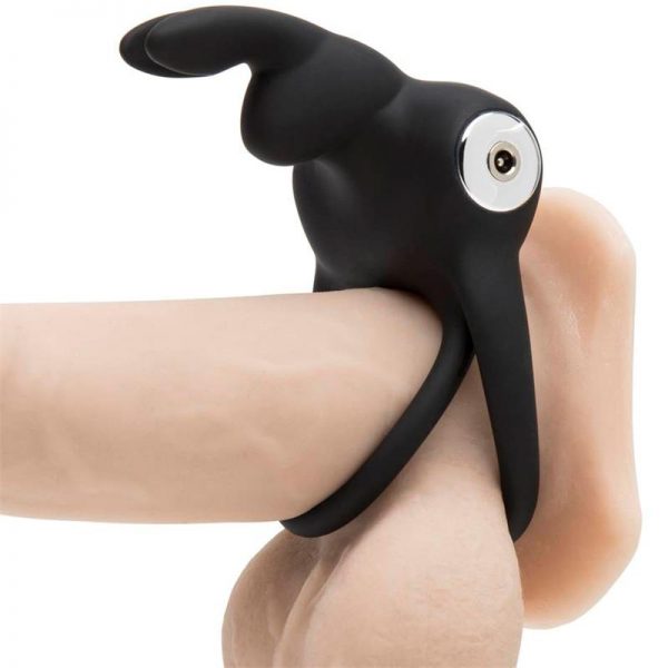 venta de Anillo para Pene con Conejito para Parejas USB Negro en tienda erótica online