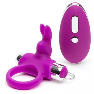 Anillo Vibrador Control Remoto USB Rosa diseñado por la marca HAPPY RABBIT