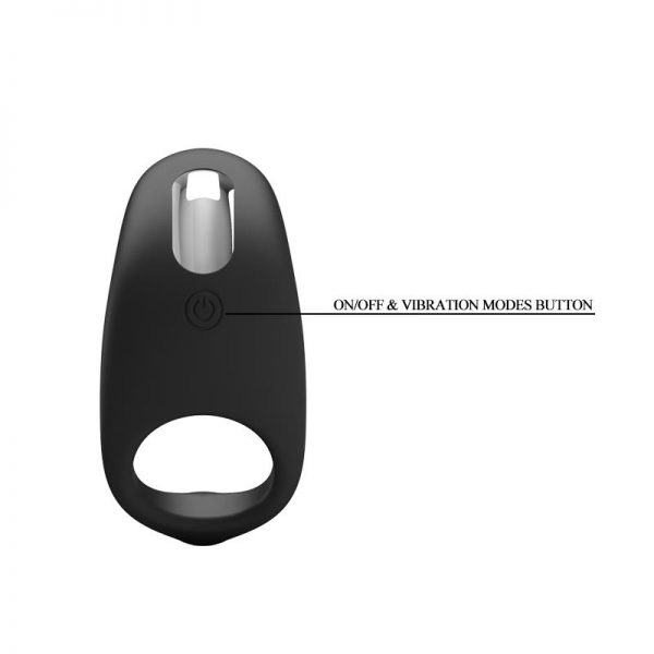 Anillo Vibrador Gemma USB Silicona Negro diseñado por la marca PRETTYLOVE