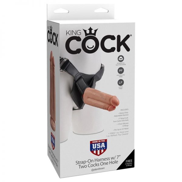 Arnés con Dildo Doble 7 Color Natural marca KING COCK