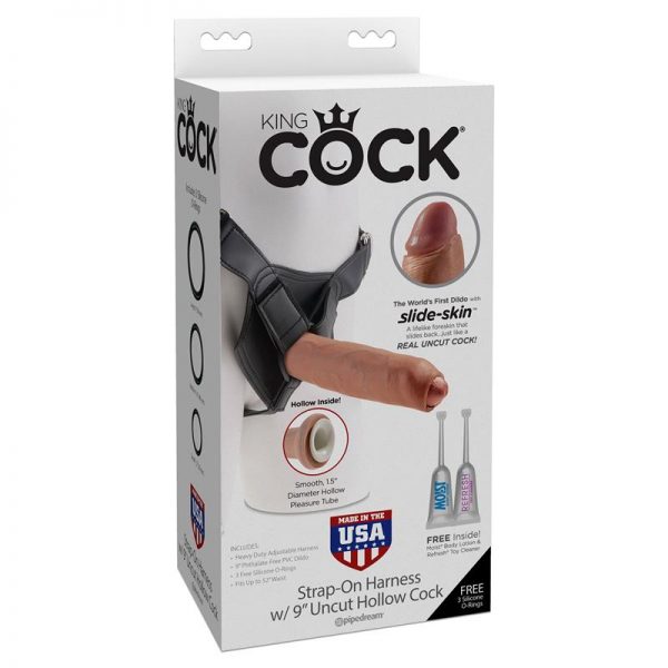 Arnés con Dildo Hueco 9 - Bronceado de calidad