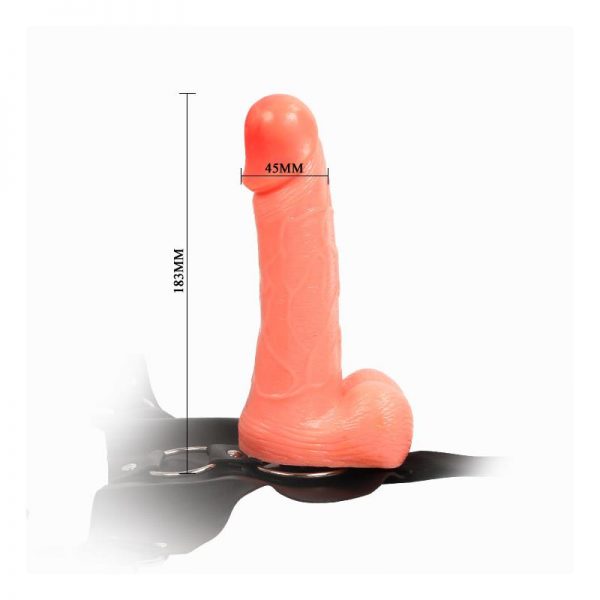 Arnés con Dildo y Testículos Natural 18