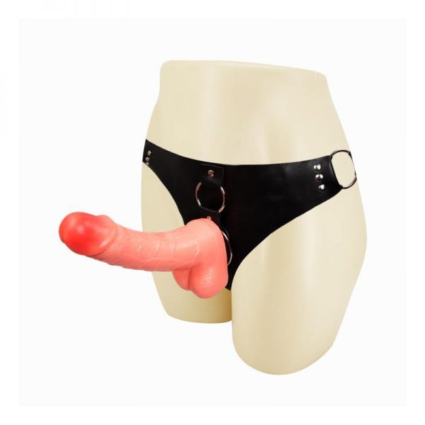 Arnés con Dildo y Testículos Natural 18