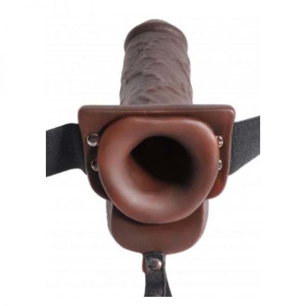 comprar Arnes Elastico con Dildo Hueco 9 Funcion Squirting Marron en sex shop online