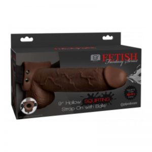 Arnes Elastico con Dildo Hueco 9 Funcion Squirting Marron de la marca FETISH FANTASY SERIES