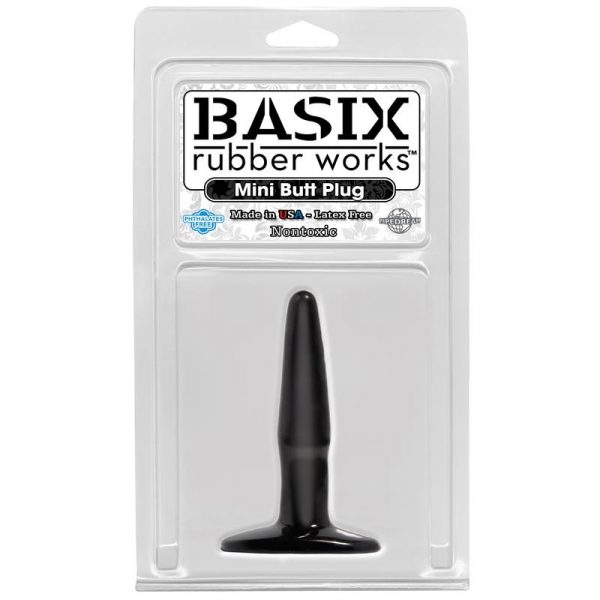 Basix Rubber Works  Mini Butt Plug - Color Negro fabricante BASIX RUBBER WORKS