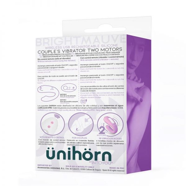 comprar Brightmauve Vibrador para Parejas Doble Motor Control Remoto USB Silicona en sex shop online