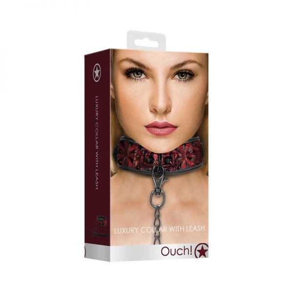 Collar con Correa Aujstable Neopreno Burgundy diseñado por la marca OUCH LUXURY