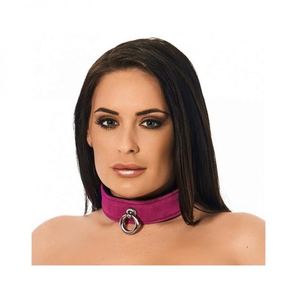 Collar de Cuero Rosa Ajustable barato
