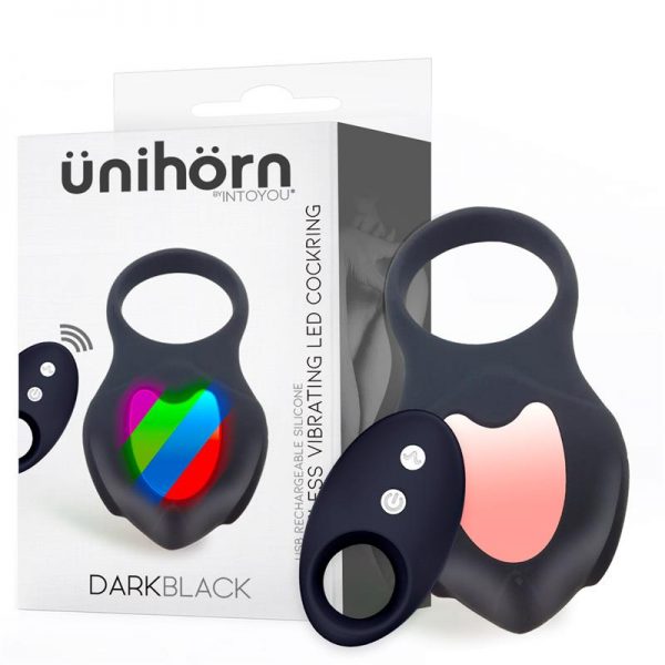 Darkblack Anillo Vibrador con Led Control Remoto USB Silicona de la marca ÜNIHÖRN