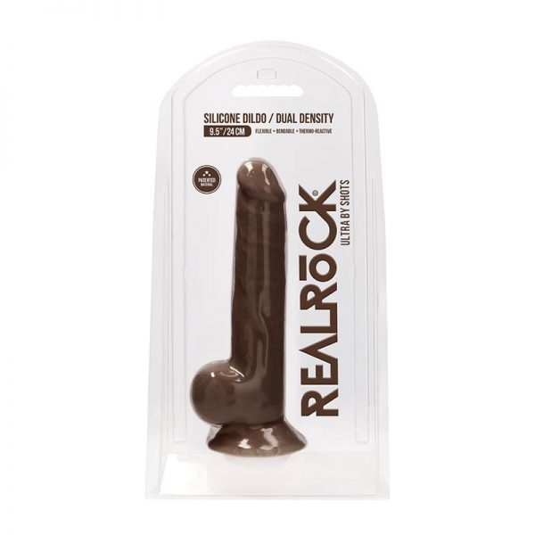 Dildo Dual Density con Testiculos 24 cm Marron diseñado por la marca REALROCK