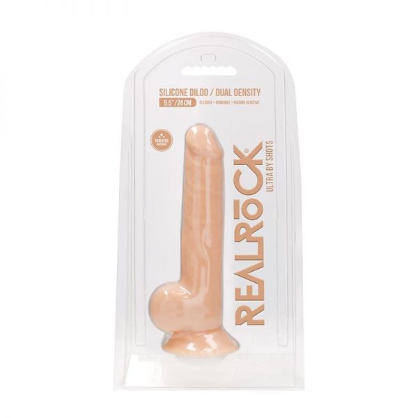 Dildo Dual Density con Testiculos 24 cm Natural diseñado por la marca REALROCK