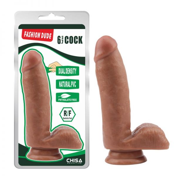Dildo Dual density Fashion Dude 17 x 3.6 cm Bronceado diseñado por la marca CHISA