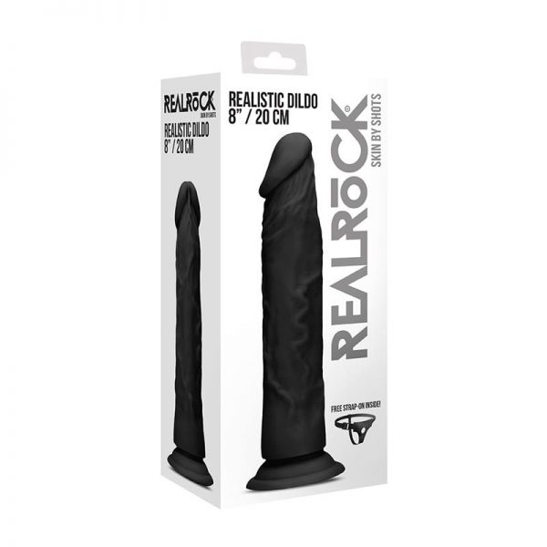 Dildo Realista con Arnes 20 cm Negro de calidad