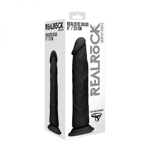 Dildo Realista con Arnes 23 cm Negro de calidad