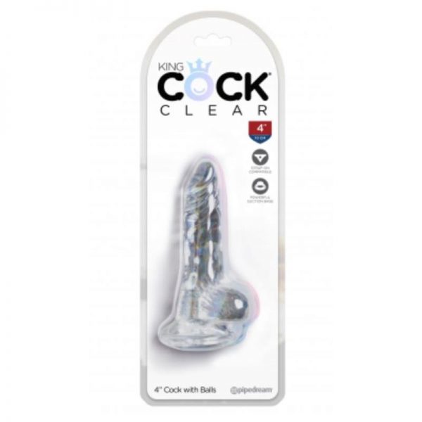 Dildo Realista con Testiculos 4 Transparente de la marca KING COCK