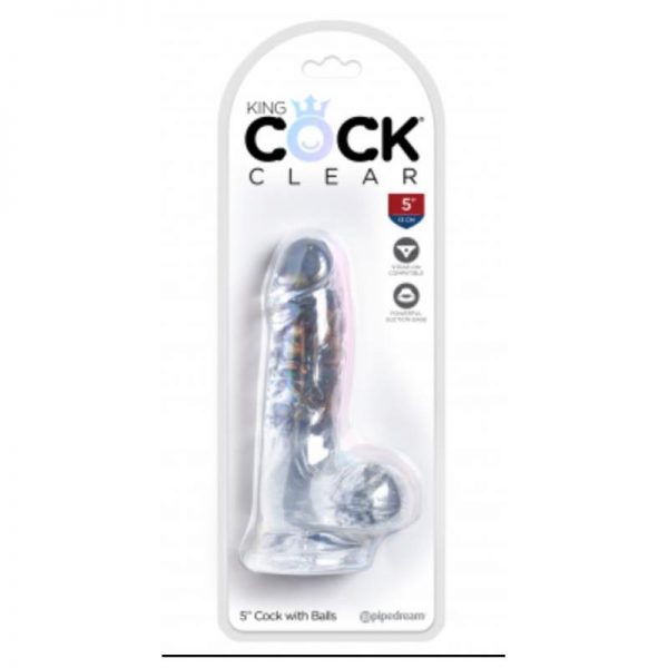 Dildo Realista con Testiculos 5 Transparente de la marca KING COCK