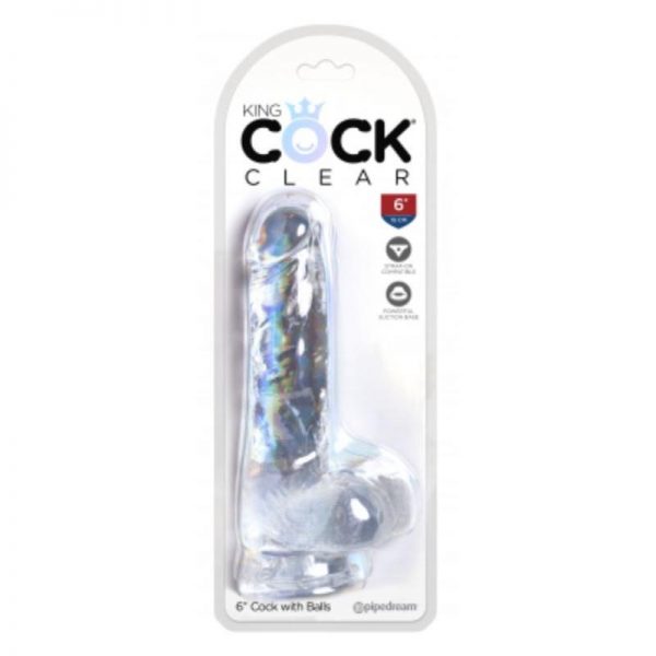Dildo Realista con Testiculos 6 Transparente de la marca KING COCK