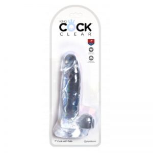 Dildo Realista con Testiculos 7 Transparente de la marca KING COCK