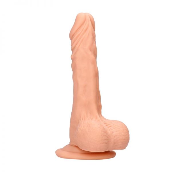 Dildo Realista con Testiculos y Arnés 20 cm Natural de la marca REALROCK