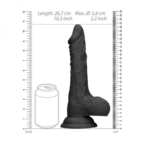 Dildo Realista con Testiculos y Arnés 25 cm Negro barato