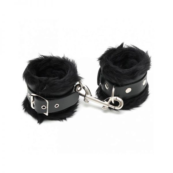 Esposas Cuero con Pelo Negro 7cm de calidad