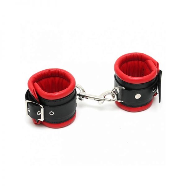 Esposas Cuero Negro y Rojo 7 cm de calidad