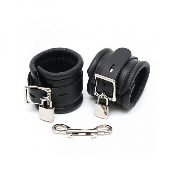 Esposas de Cuero Negro con Candados 7cm de calidad