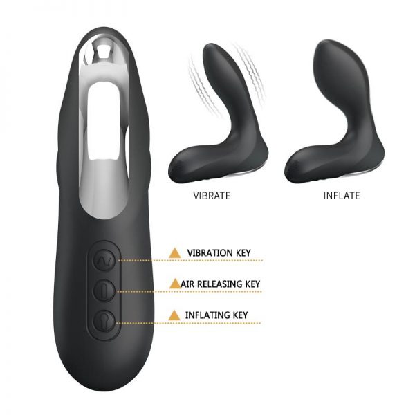Estimlador Anal Inflable Leonard Silicona USB Negro de la tienda erótica web www.tiendaeroticaweb.es