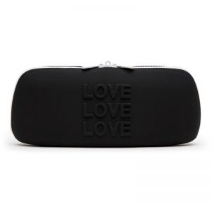 Estuche con Cremallera LOVE Medio Negro diseñado por la marca HAPPY RABBIT