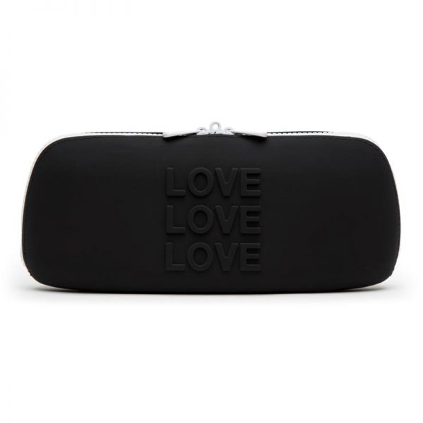 Estuche con Cremallera LOVE Medio Negro diseñado por la marca HAPPY RABBIT