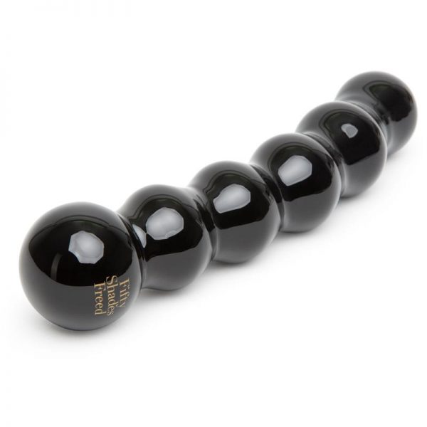 Fifty Shades Freed Its Divine Dildo de Vidrio con Perlas Negro de calidad