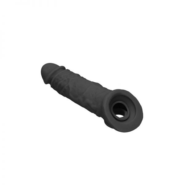 Funda para Pene con Anillo Testiculos 21 cm Negro de calidad y barato