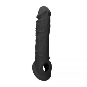 Funda para Pene con Anillo Testiculos 21 cm Negro de la marca REALROCK