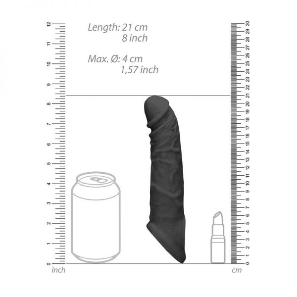 Funda para Pene con Anillo Testiculos 21 cm Negro diseñado por la marca REALROCK