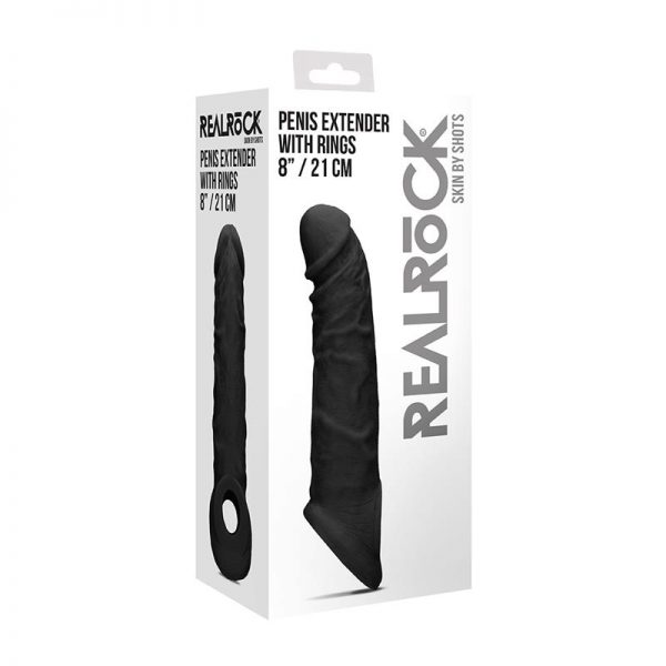 Funda para Pene con Anillo Testiculos 21 cm Negro barato