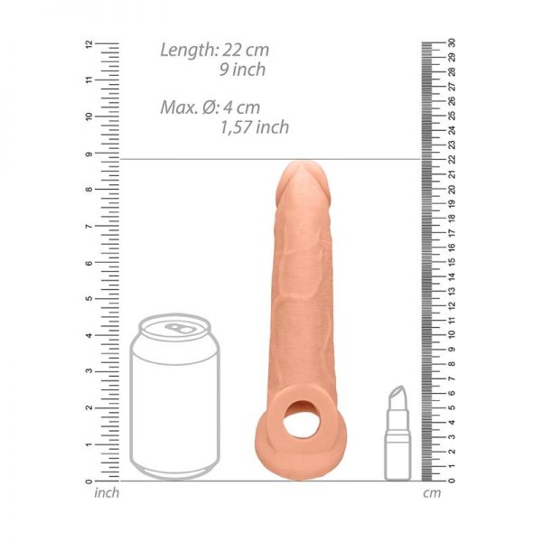 Funda para Pene con Anillo Testiculos 22 cm Natural diseñado por la marca REALROCK