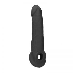 Funda para Pene con Anillo Testiculos 22 cm Negro de la marca REALROCK